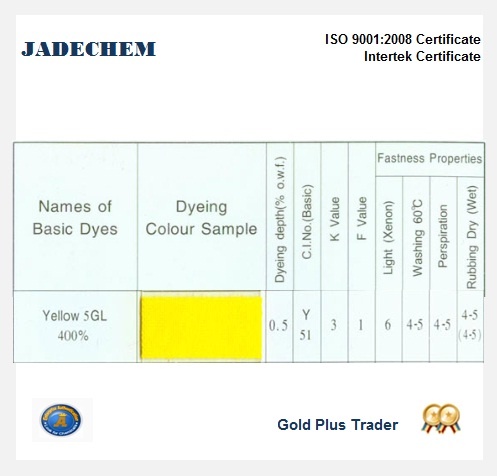 CATIONIC YELLOW X-5GL well used by woollen Mills