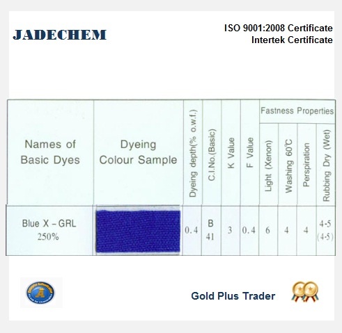 CATIONIC BLUE XGRL well used by woollen Mills