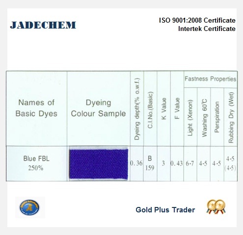 CATIONIC BLUE XBL well used by woollen Mills